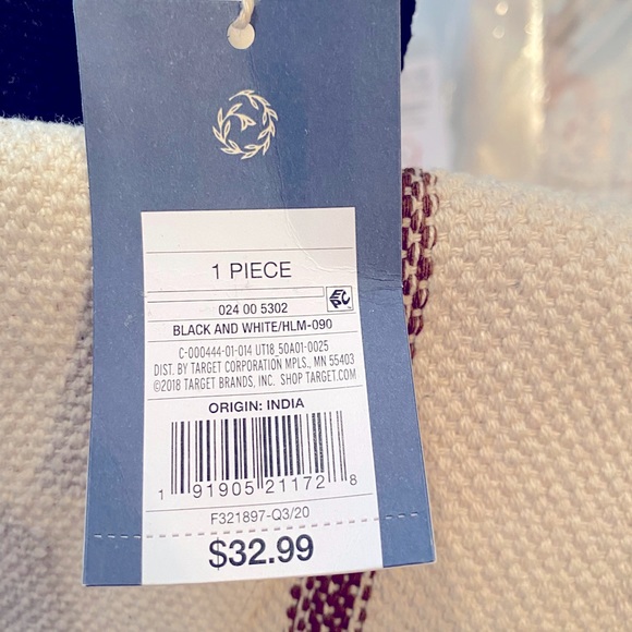 Universal Thread Drawstring Flap Backpack Tweed Striped Beige/Brown/Black Cotton - Picture 8 of 9